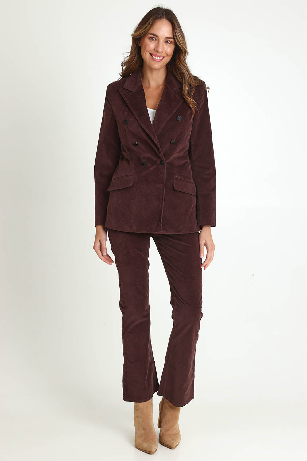 Rhea Velvet Blazer – Chocolate