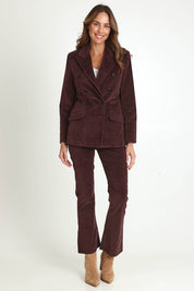 Rhea Velvet Blazer – Chocolate