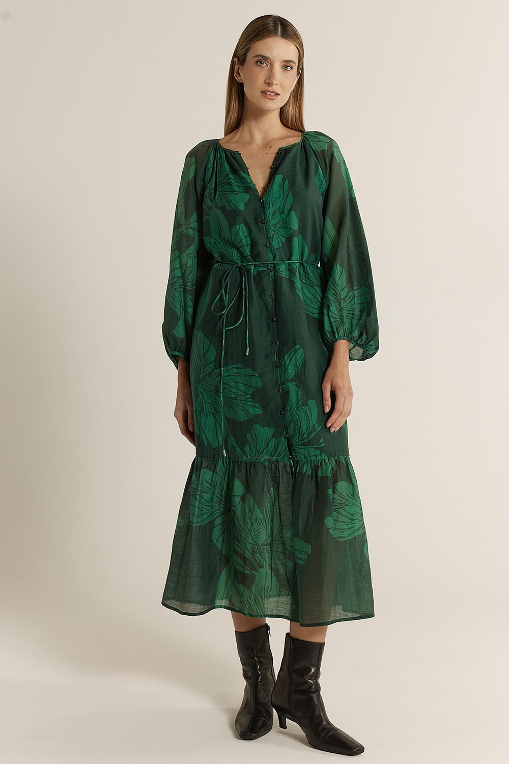 Lynn Tiered Dress – Evergreen
