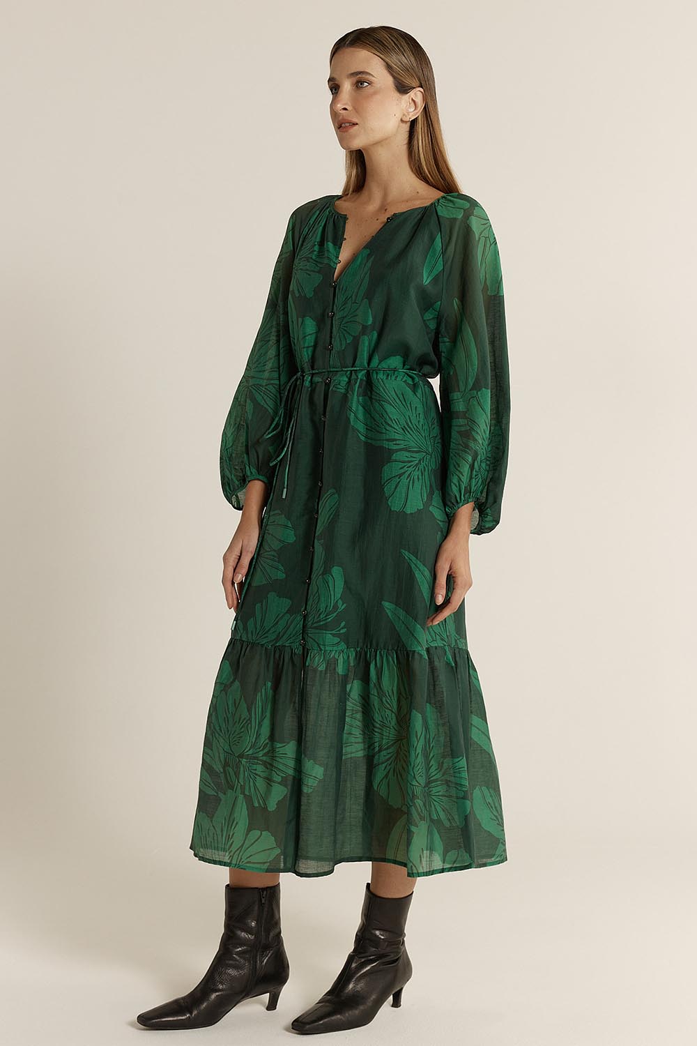Lynn Tiered Dress – Evergreen