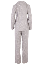 Product shot of the Phoebe Brushed Cotton Star Pj Set in colour Grey (Grey), from the back