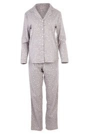 Product shot of the Phoebe Brushed Cotton Star Pj Set in colour Grey (Grey), from the front