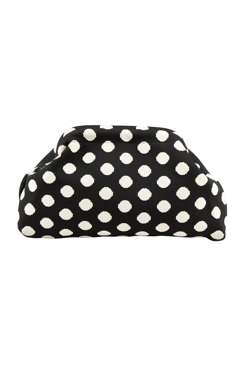 Product shot of the Bondi Spot Clutch - Blackwhite in colour Blackwhite, from the front