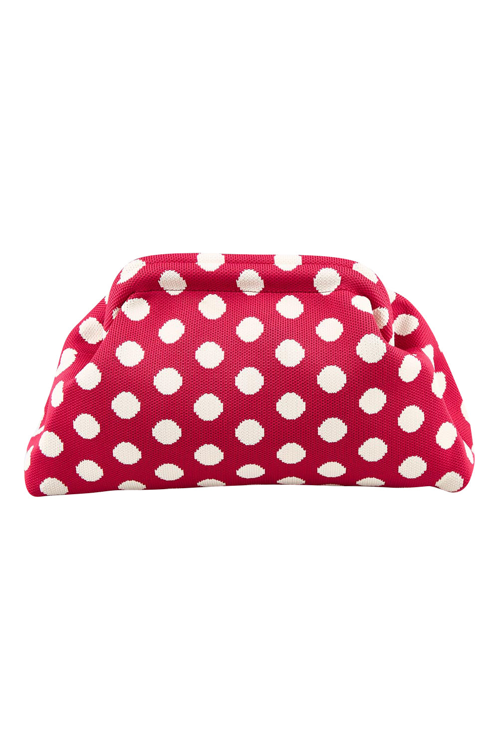 Product shot of the Bondi Spot Clutch - Redwhite in colour Redwhite, from the front