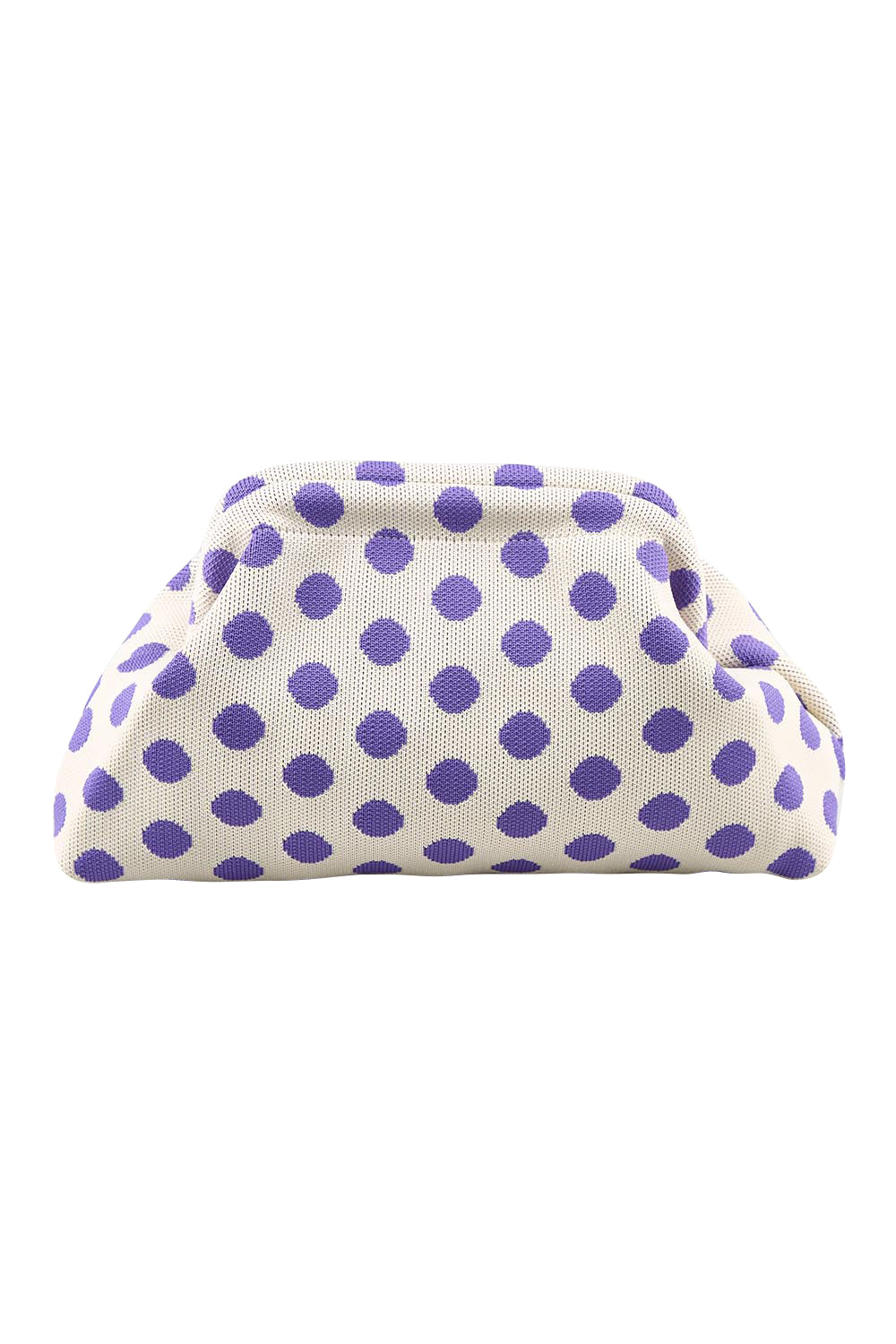 Product shot of the Bondi Spot Clutch - Whitepurple in colour Whitepurple, from the front