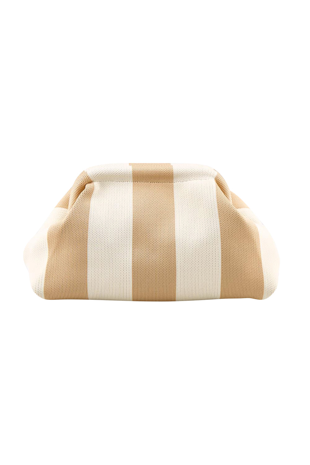 Product shot of the Laguna Stripe Clutch - Sandwhite in colour Sandwhite, from the front