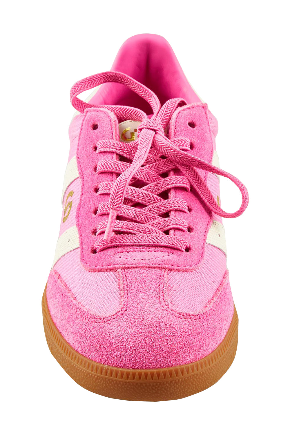 Product shot of the 2001 Parallel Suede Canvas Sneaker in colour Charitypin (Pink), detail