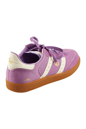 Product shot of the 2001 Parallel Suede Canvas Sneaker in colour Lavender (Purple), from the back
