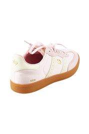 Product shot of the 2001 Parallel Suede Canvas Sneaker in colour Pink (Pink), from the back