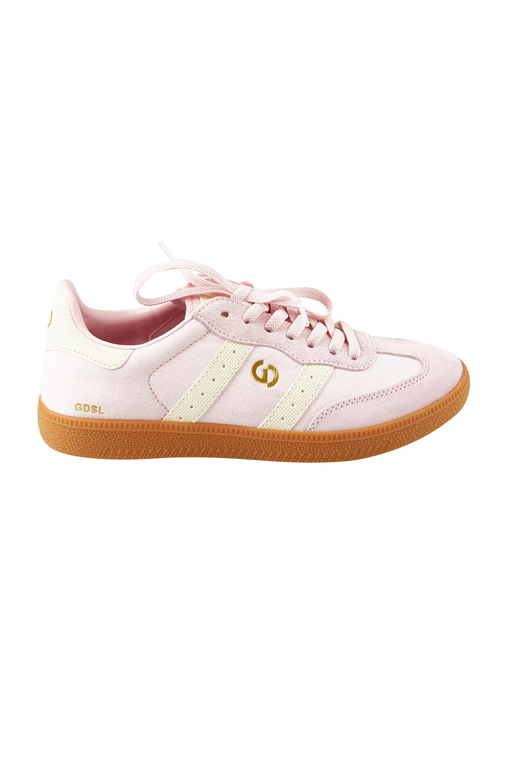Product shot of the 2001 Parallel Suede Canvas Sneaker in colour Pink (Pink), from the front