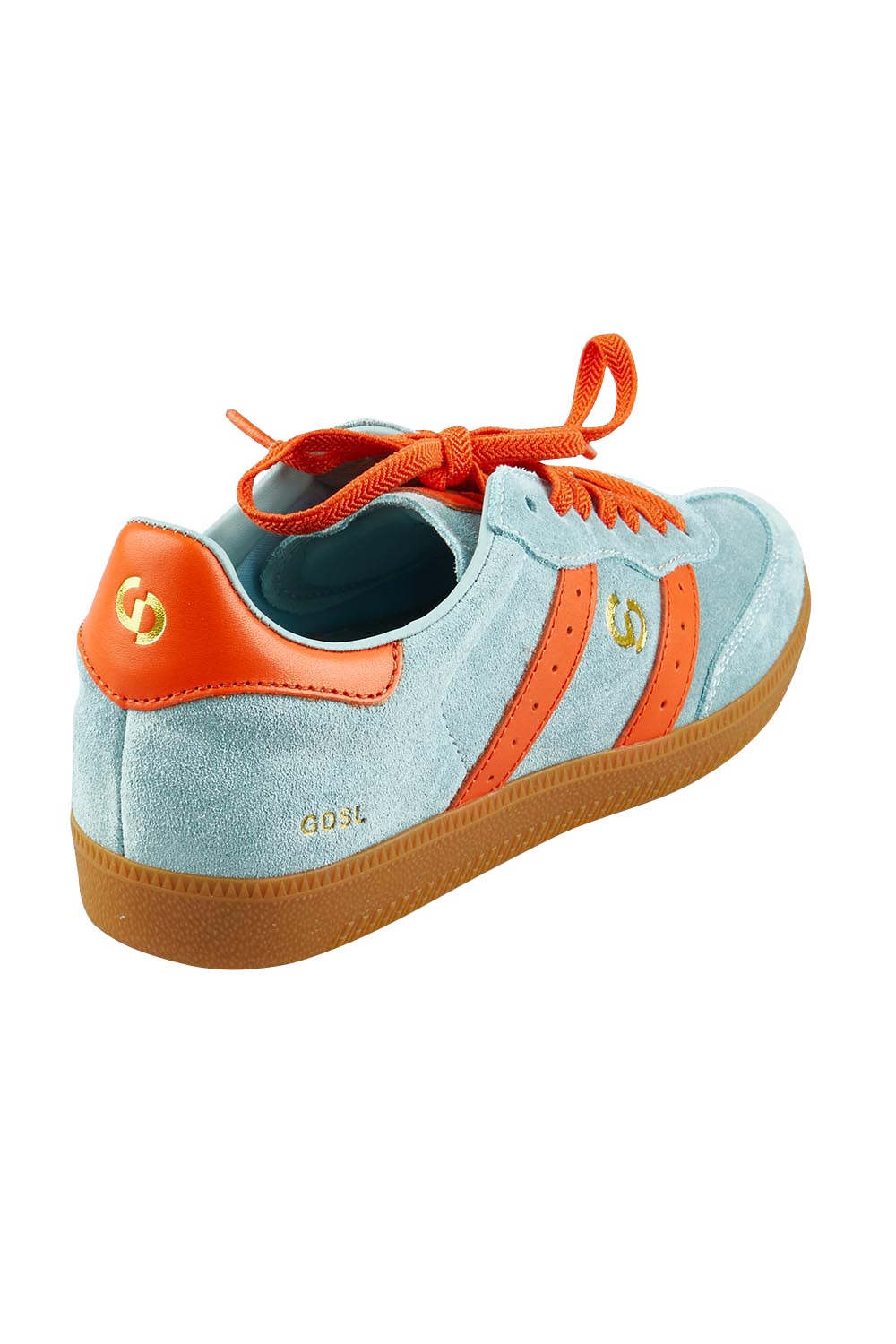 Product shot of the 2001 Parallel Suede Sneaker in colour Blueorange (Blue), from the back