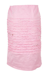 Product shot of the Cotton Twill Skirt in colour Pink (Pink), from the back