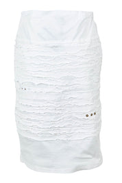 Product shot of the Cotton Twill Skirt in colour White (White), from the back