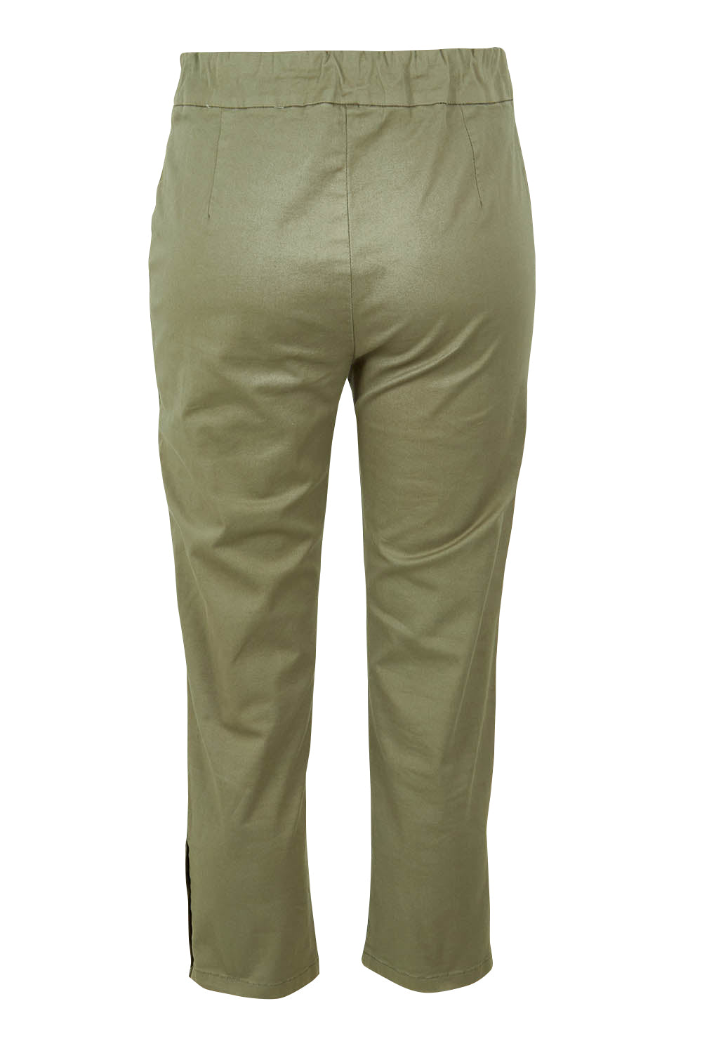 Product shot of the Cotton Twill Pant in colour Khaki (Green), from the back