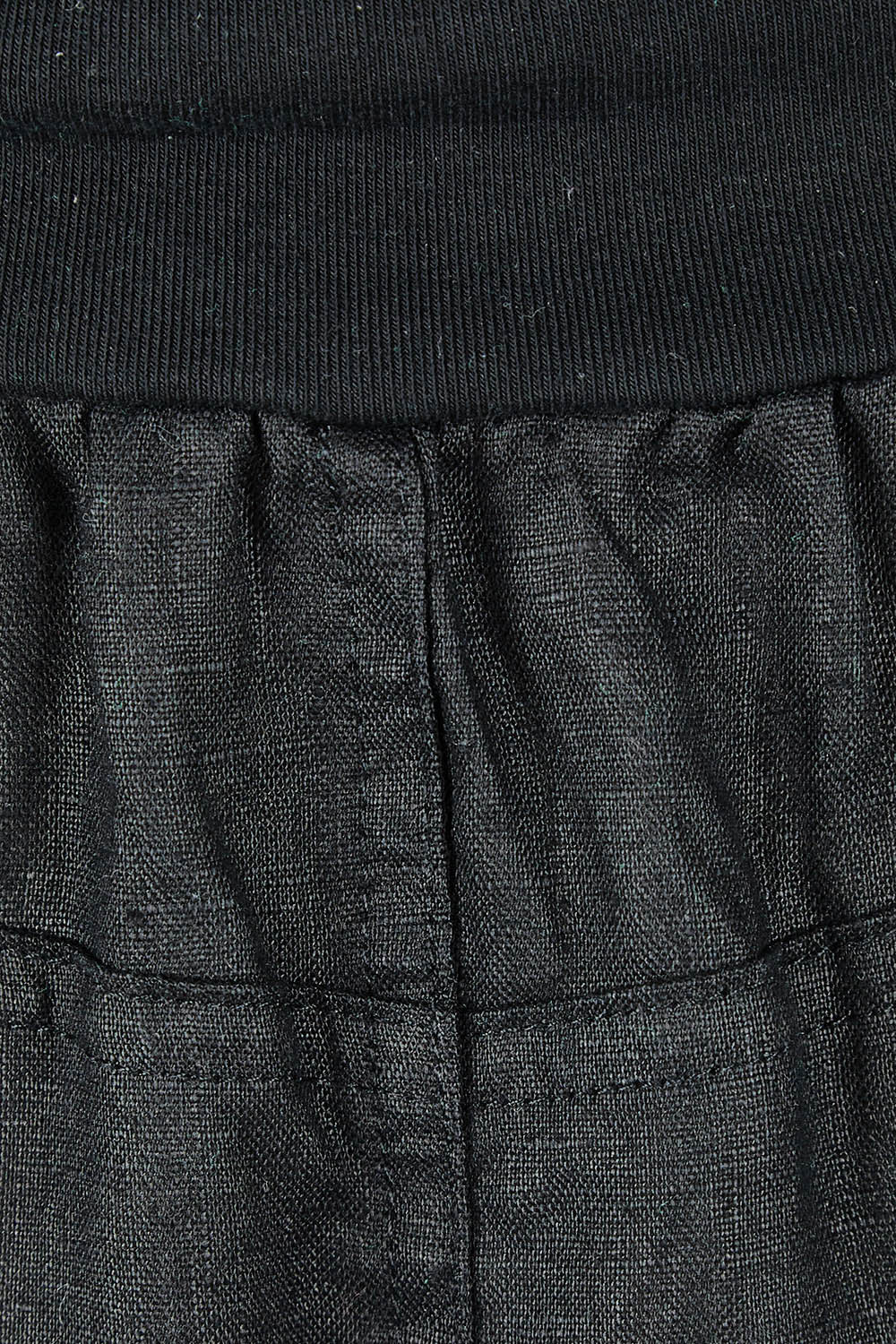 Product shot of the Frill Hem Pull On Linen Skirt in colour Black (Black), detail