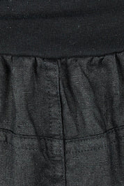 Product shot of the Frill Hem Pull On Linen Skirt in colour Black (Black), detail