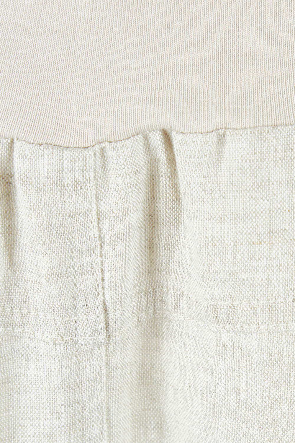 Product shot of the Frill Hem Pull On Linen Skirt in colour Natural, detail