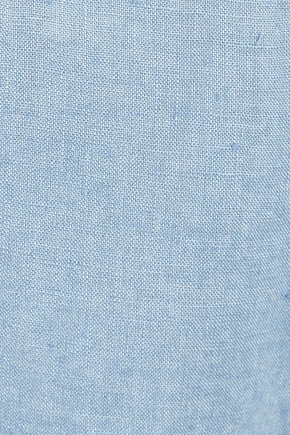 Product shot of the Frill Hem Pull On Linen Skirt in colour Powder (Blue), detail