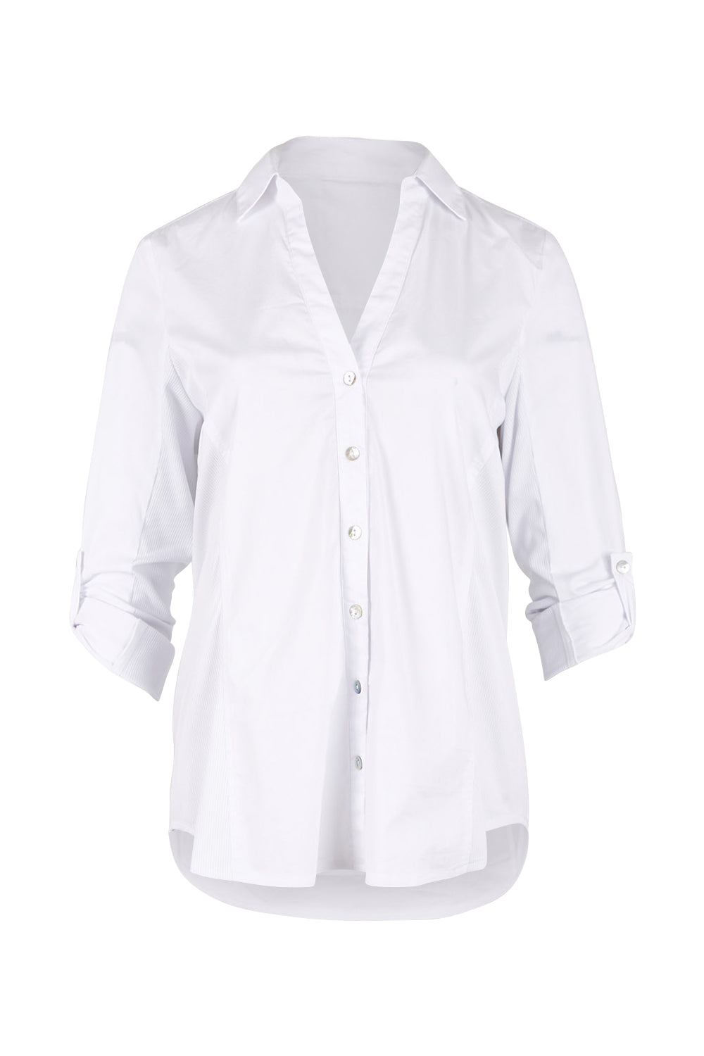 Product shot of the Emma Rib Detail Shirt in colour White (White), detail