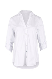 Product shot of the Emma Rib Detail Shirt in colour White (White), detail