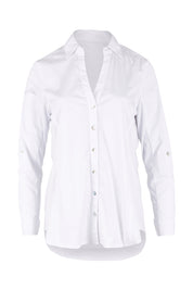 Product shot of the Emma Rib Detail Shirt in colour White (White), from the front