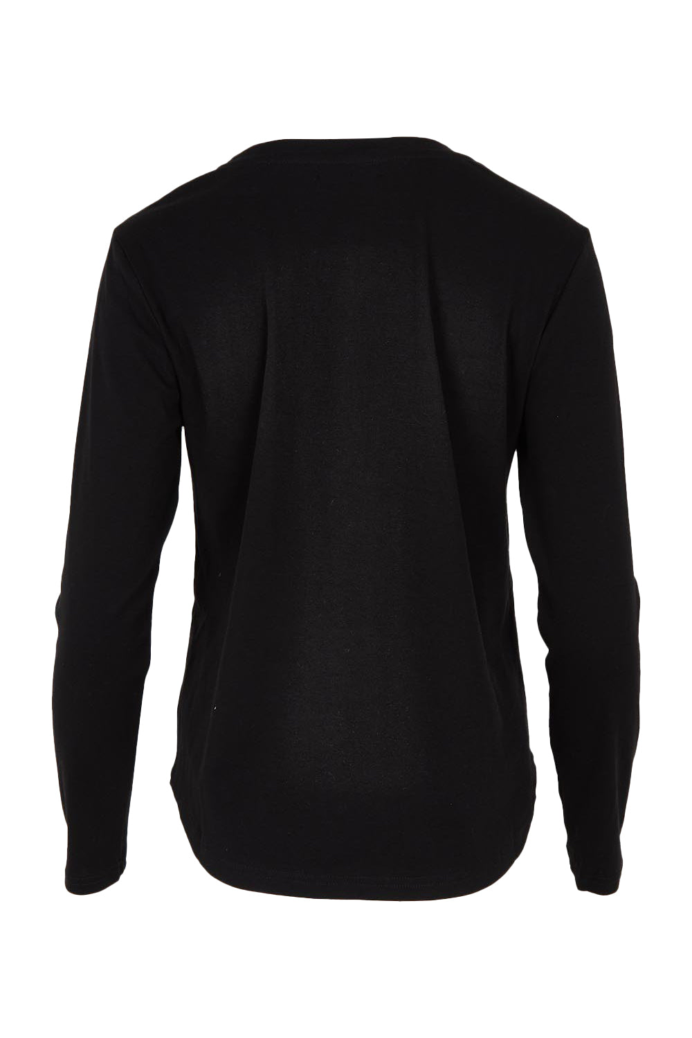 Product shot of the Crew Neck Long Sleeve Cotton Top in colour Black (Black), from the back