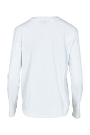 Product shot of the Crew Neck Long Sleeve Cotton Top in colour White (White), from the back