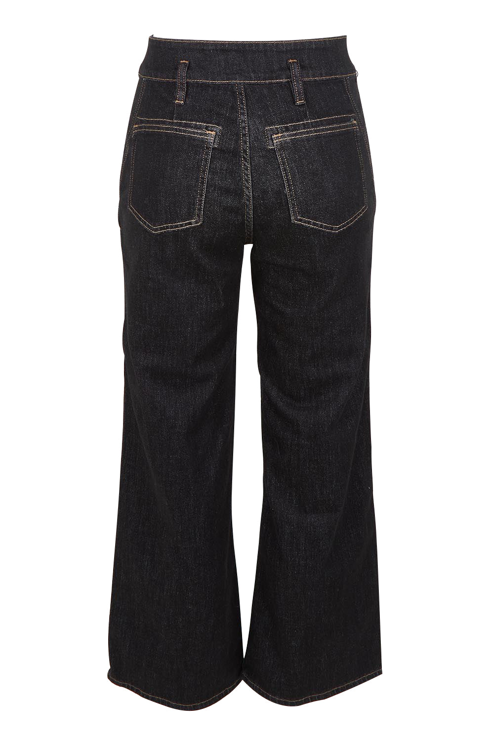 Product shot of the Hudson Wide Leg Jean - Black in colour Black, from the back