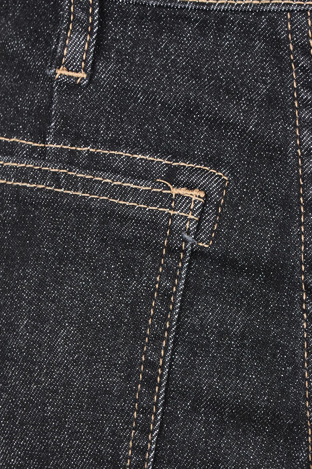 Product shot of the Hudson Wide Leg Jean - Black in colour Black, showing detail
