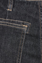 Product shot of the Hudson Wide Leg Jean - Black in colour Black, showing detail