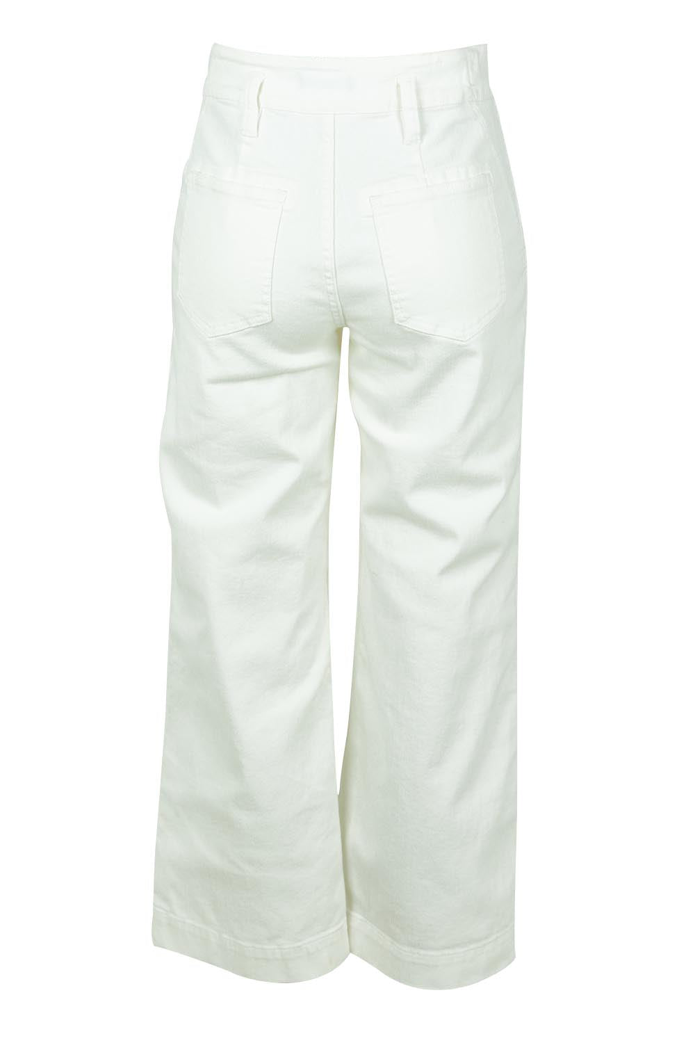 Product shot of the Hudson Wide Leg Jean in colour Ivory (White), from the back