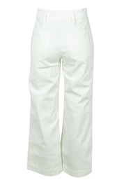 Product shot of the Hudson Wide Leg Jean in colour Ivory (White), from the back