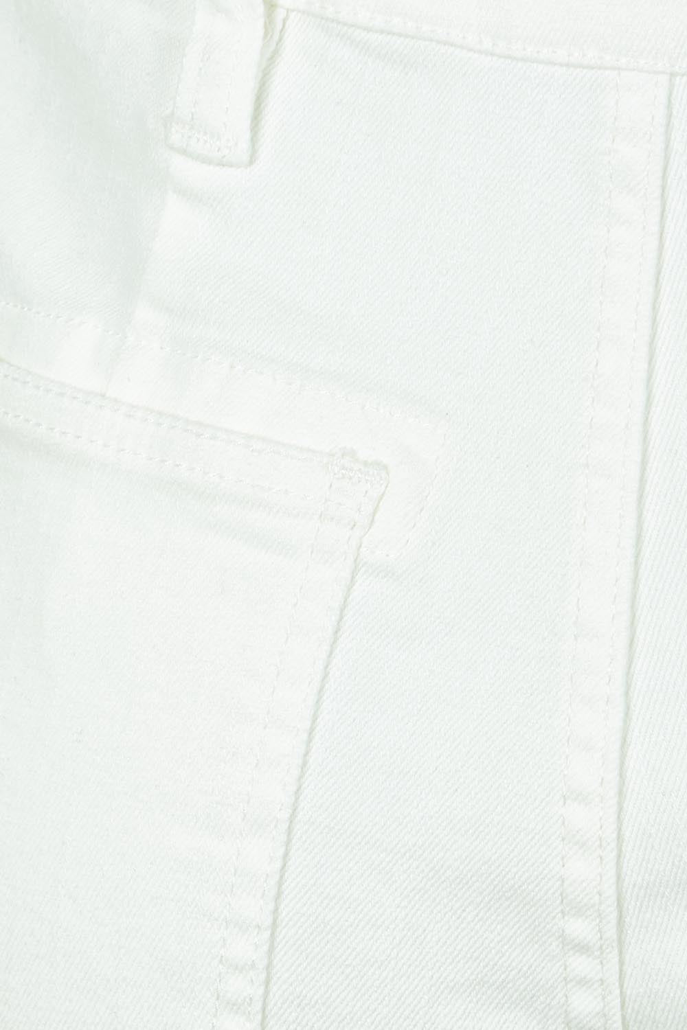Product shot of the Hudson Wide Leg Jean in colour Ivory (White), detail