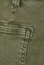 Product shot of the Hudson Wide Leg Jean in colour Khaki (Green), from the back