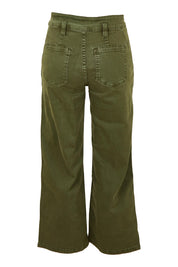 Product shot of the Hudson Wide Leg Jean in colour Khaki (Green), from the back