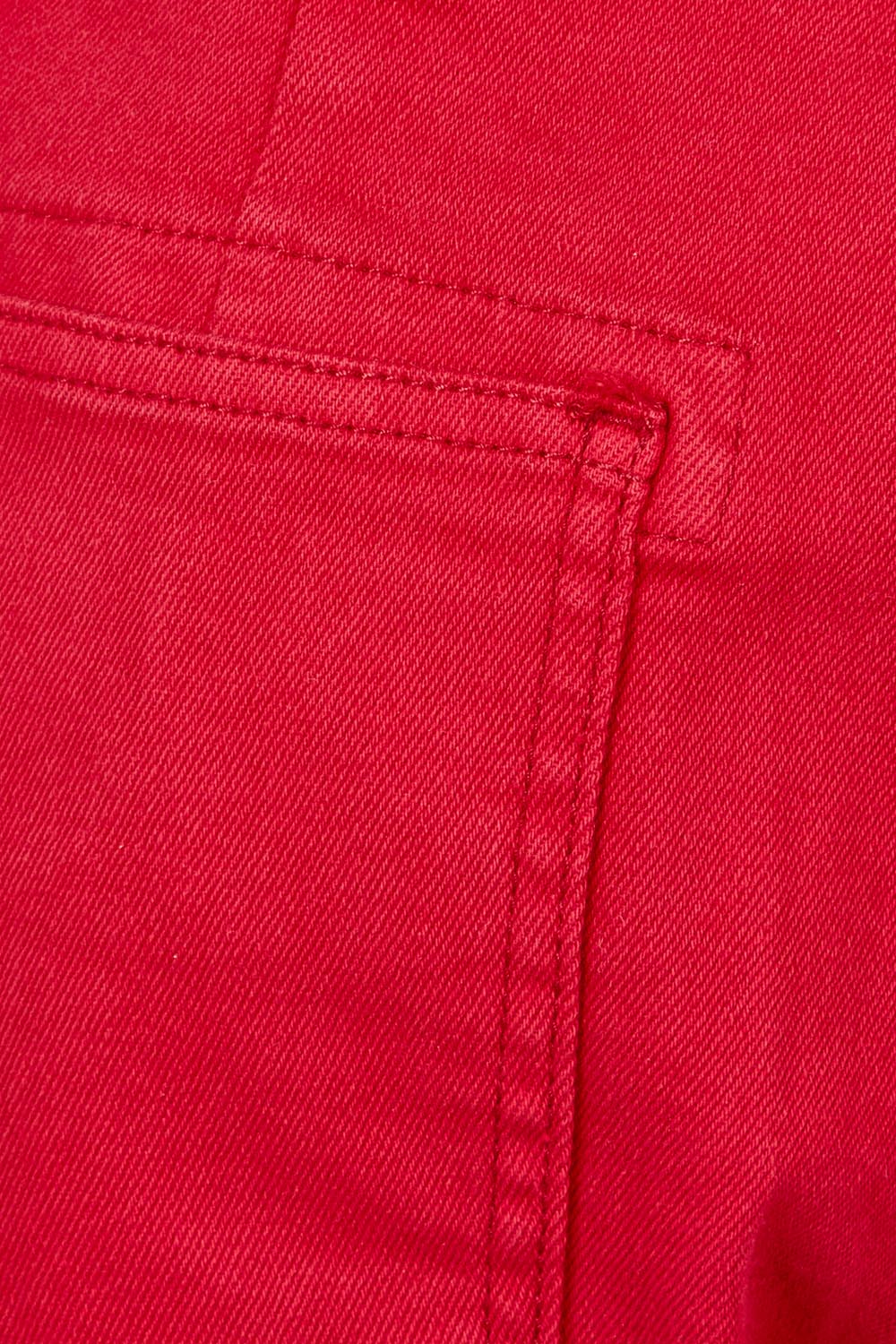 Product shot of the Hudson Wide Leg Jean in colour Red (Red), detail