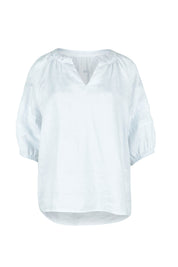 Product shot of the Diana Linen Top in colour White (White), from the front