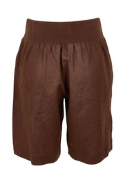 Product shot of the Jersey Waist Linen Short in colour Koko, from the back