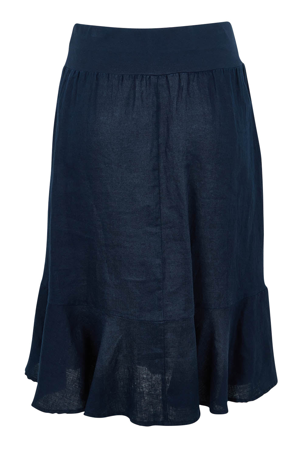 Product shot of the Piccolo Linen Skirt in colour Navy (Blue), from the back
