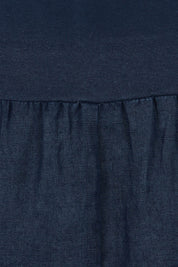 Product shot of the Piccolo Linen Skirt in colour Navy (Blue), detail