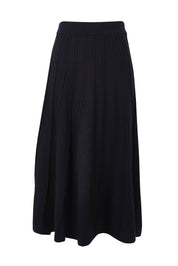 Product shot of the Kate Knit Long Skirt in colour Navy (Blue), from the front