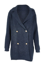 Product shot of the Violet Knit Cardigan in colour Navy (Blue), from the front