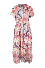 Product shot of the Newport Dress in colour Coral (Pink), from the front