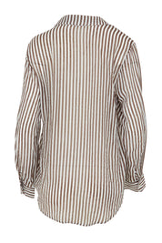 Product shot of the City Stripe Shirt in colour Chocolate, from the back