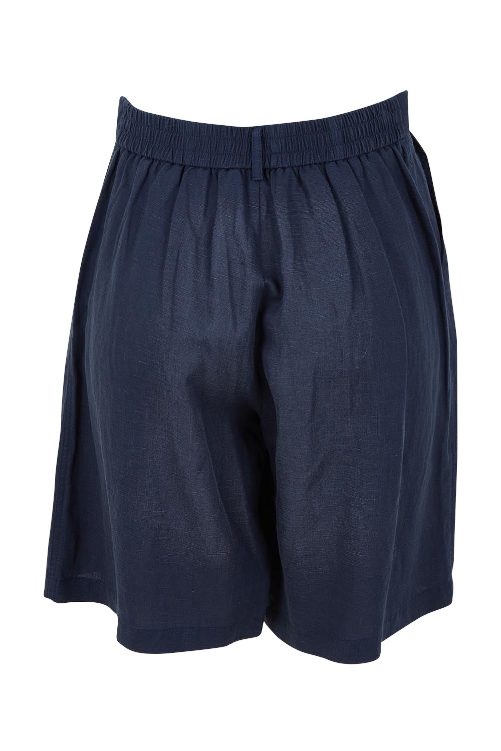 Product shot of the Lino Linen Blend Shorts in colour Navy (Blue), from the back