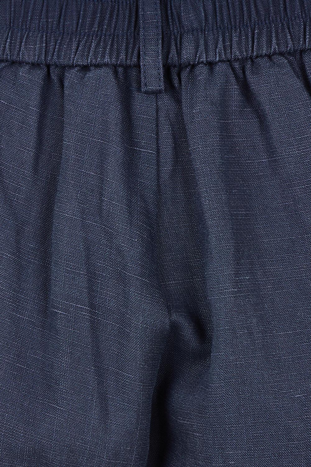Product shot of the Lino Linen Blend Shorts in colour Navy (Blue), detail