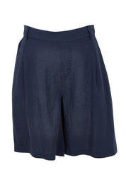 Product shot of the Lino Linen Blend Shorts in colour Navy (Blue), from the front