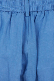 Product shot of the Lino Linen Blend Shorts in colour Sardinia (Blue), detail