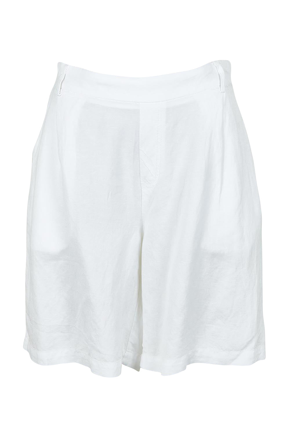 Product shot of the Lino Linen Blend Shorts in colour White (White), from the front