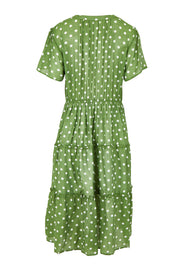 Product shot of the Basil Spot Dress in colour Basil (Green), from the back